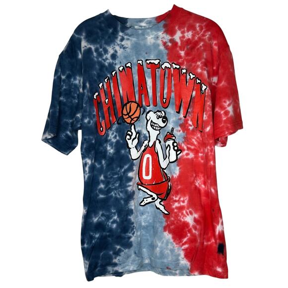 NWOT Chinatown Market Red White & Blue Tie Dye Short Sleeve Basketball Tee M - Picture 1 of 10